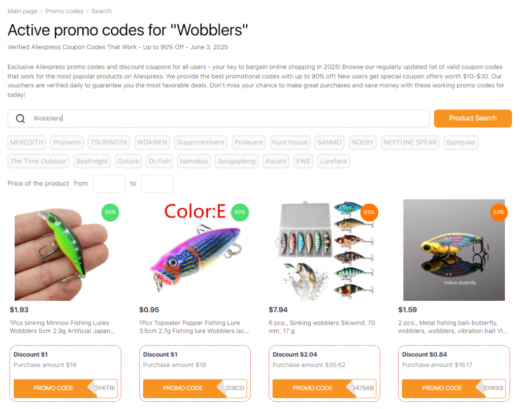 Wobblers on Aliexpress coupons