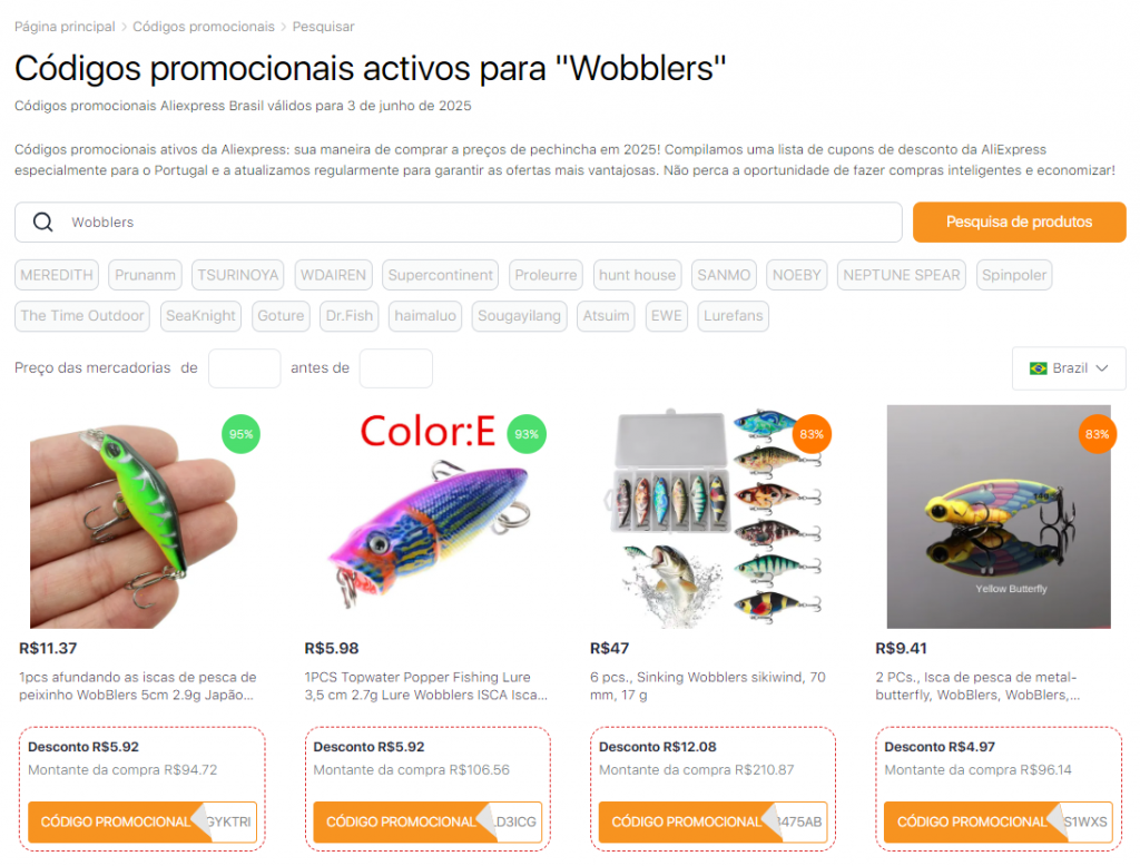 Wobblers no Aliexpress cupons