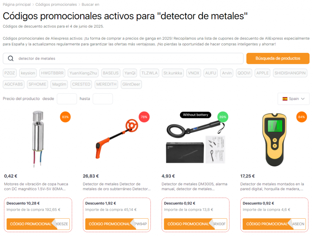 Excavar con un detector - Códigos promocionales de AliExpress