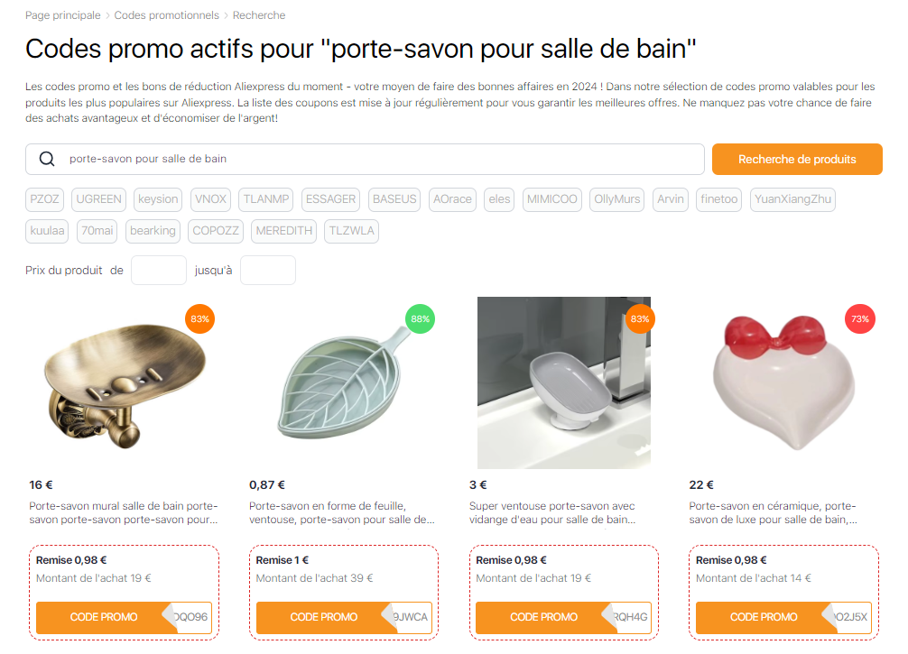 porte savon salle de bains AliExpress promo codes