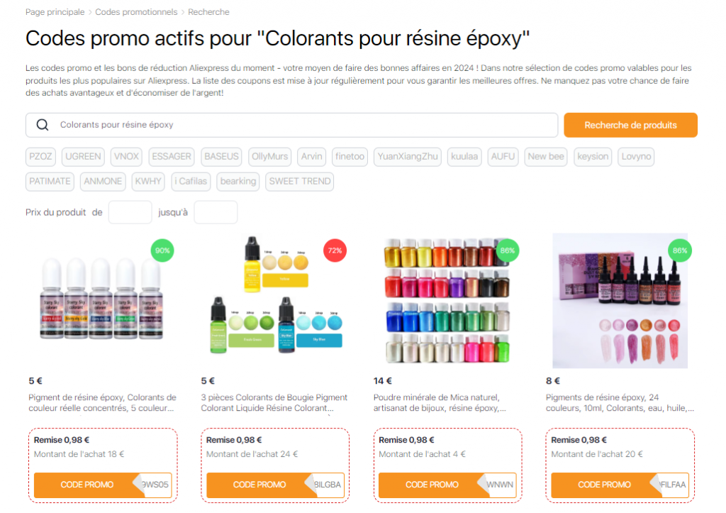 Colorants pour résine époxy codes promo AliExpress