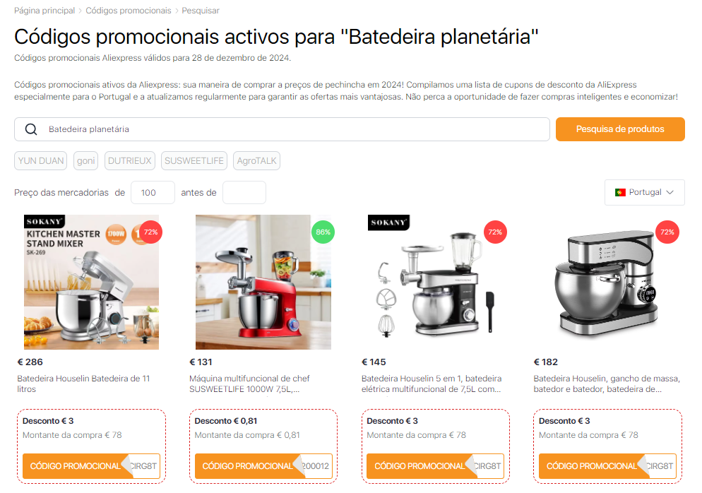 Batedeira planetária cupons AliExpress