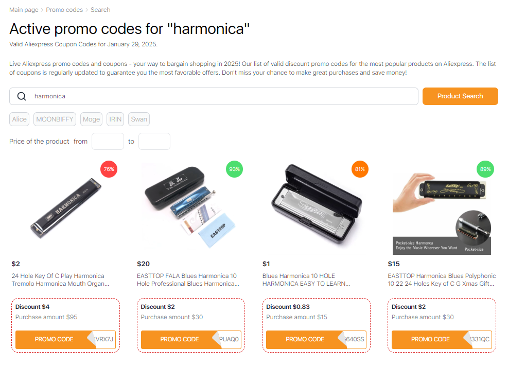 Which harmonica to buy AliExpress promo codes