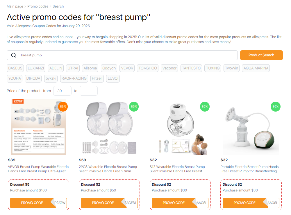 Use a breast pump - AliExpress coupons