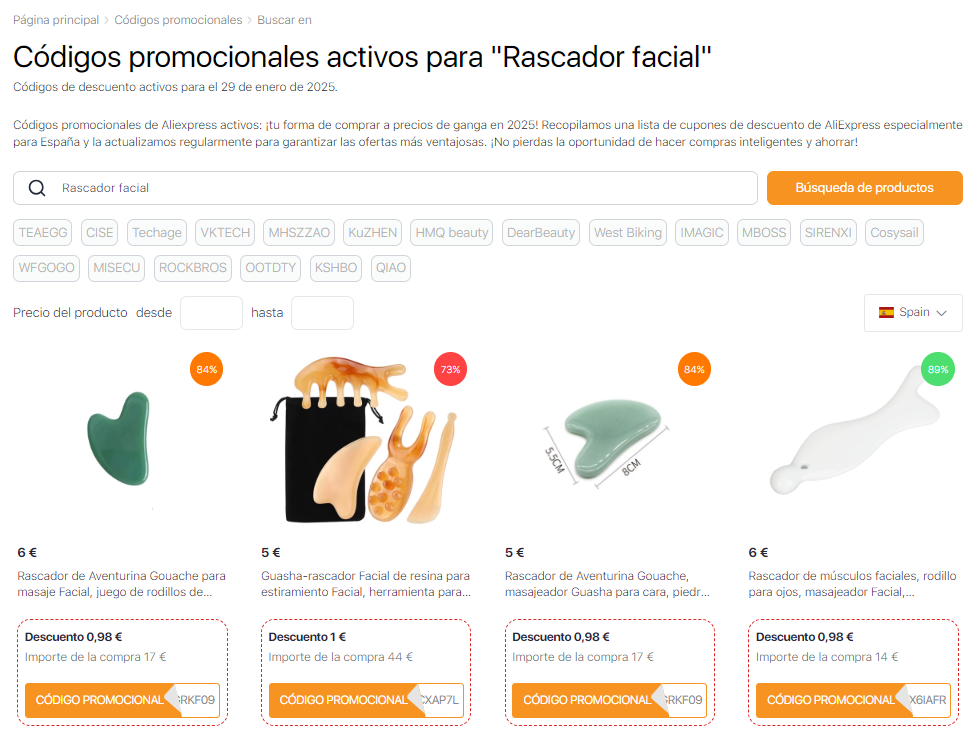 Códigos promocionales Aliexpress para rascador facial