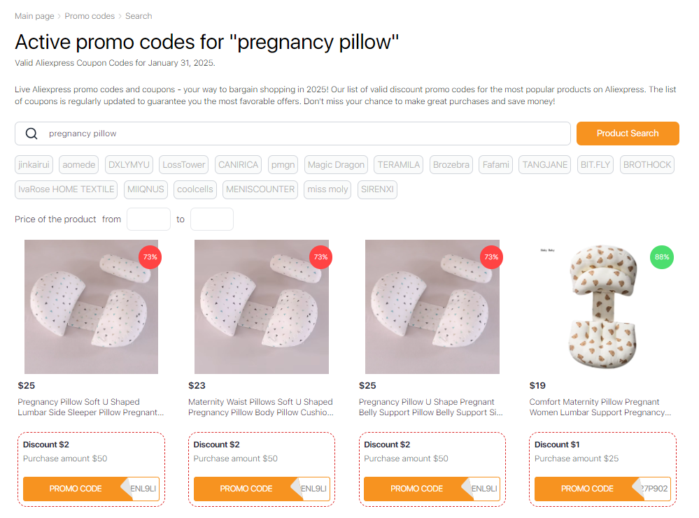 AliExpress coupons for best pregnancy pillow