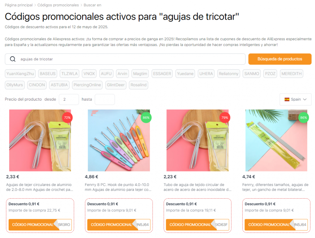 Tipos de punto con agujas de tricotar - Códigos promocionales Aliexpress