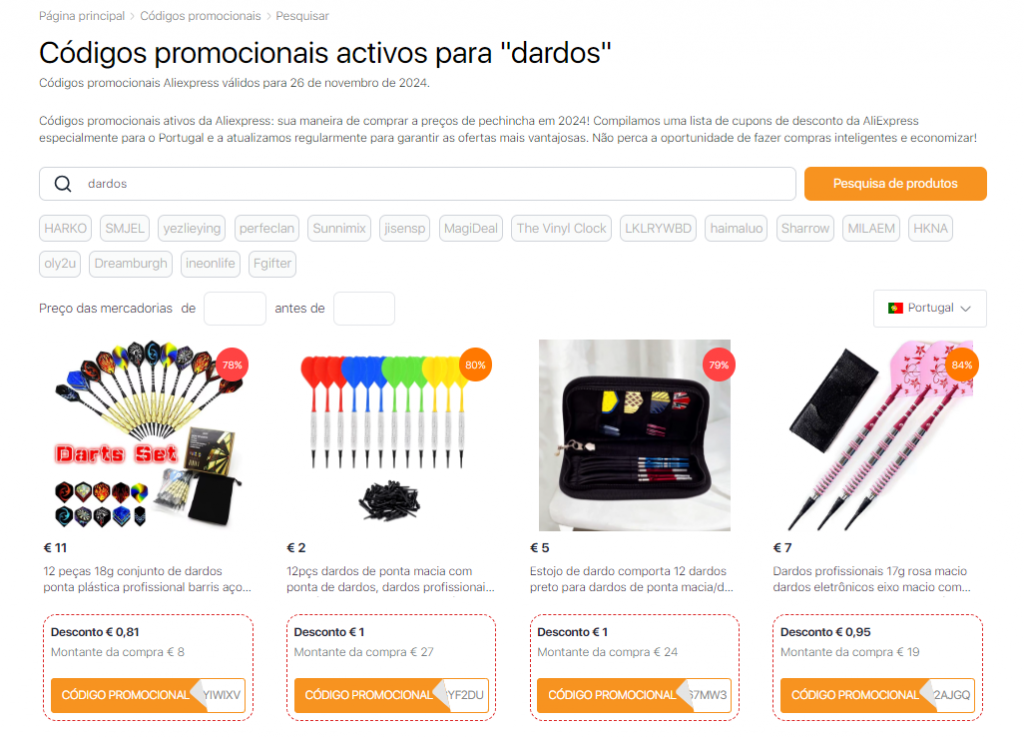 Como jogar dardos - Códigos promocionais do Aliexpress