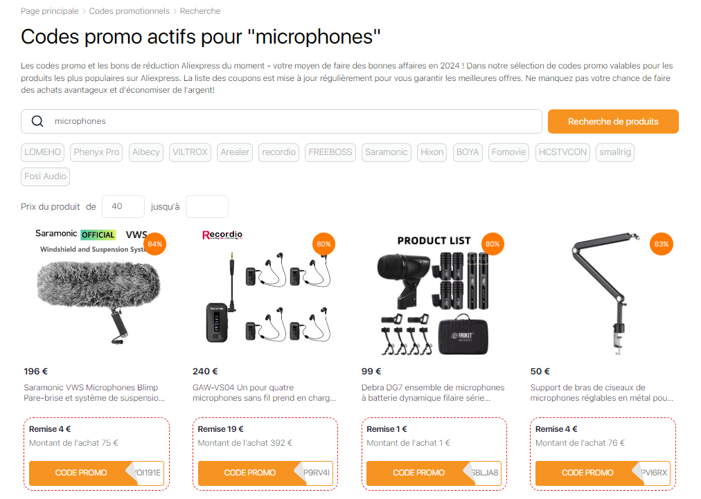 Microphone cardioïde coupons AliExpress