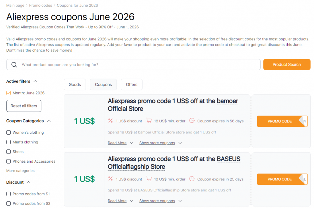 Sales on Aliexpress June coupons