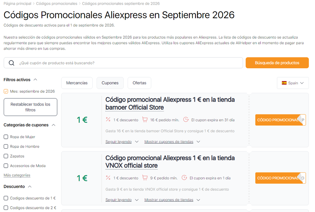 Rebajas en Aliexpress Septiembre cupones