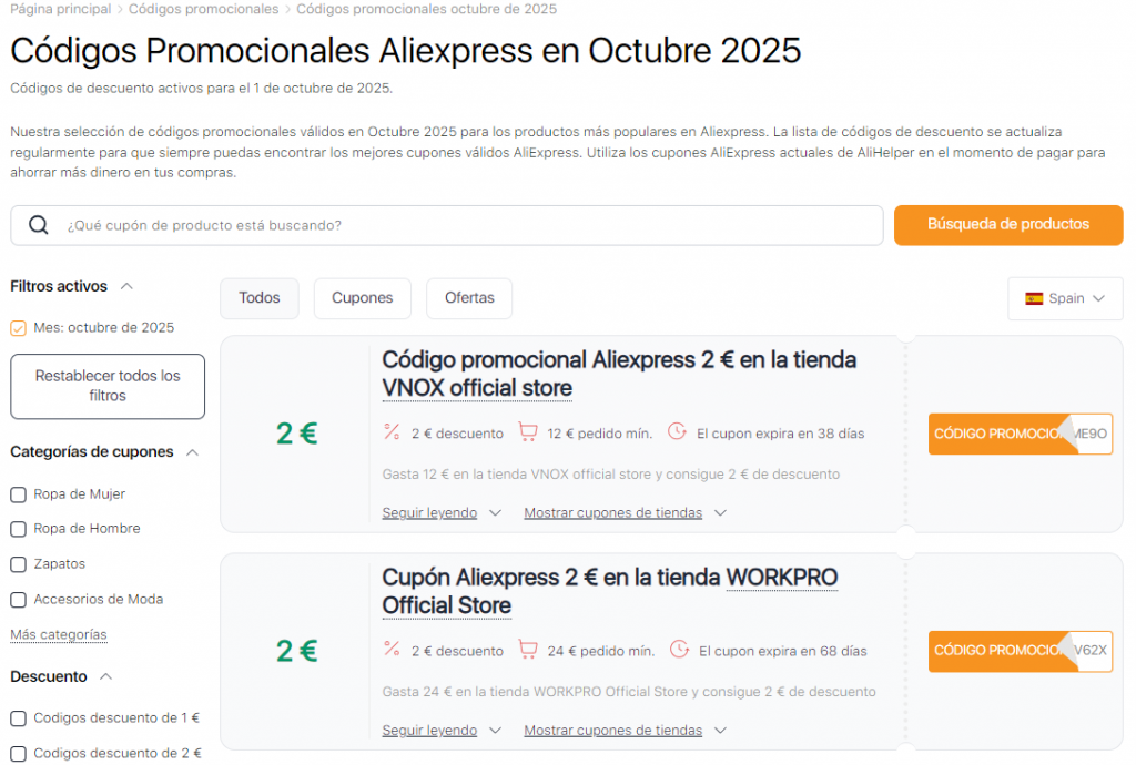 Rebajas en Aliexpress Octubre códigos promocionales