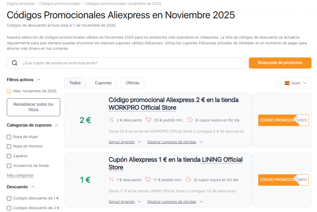 Rebajas en Aliexpress Noviembre Cupones