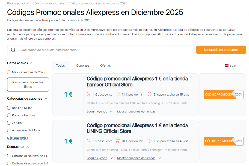 Rebajas en Aliexpress Diciembre cupones