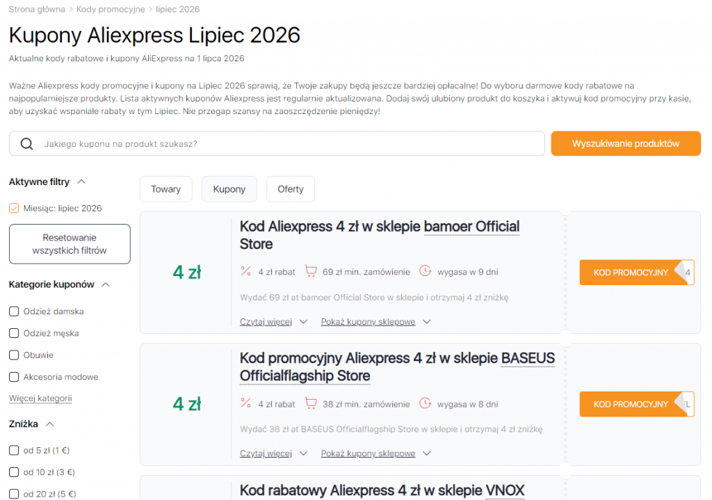 AliExpress wyprzedaż Aliexpress Lipca Kupony