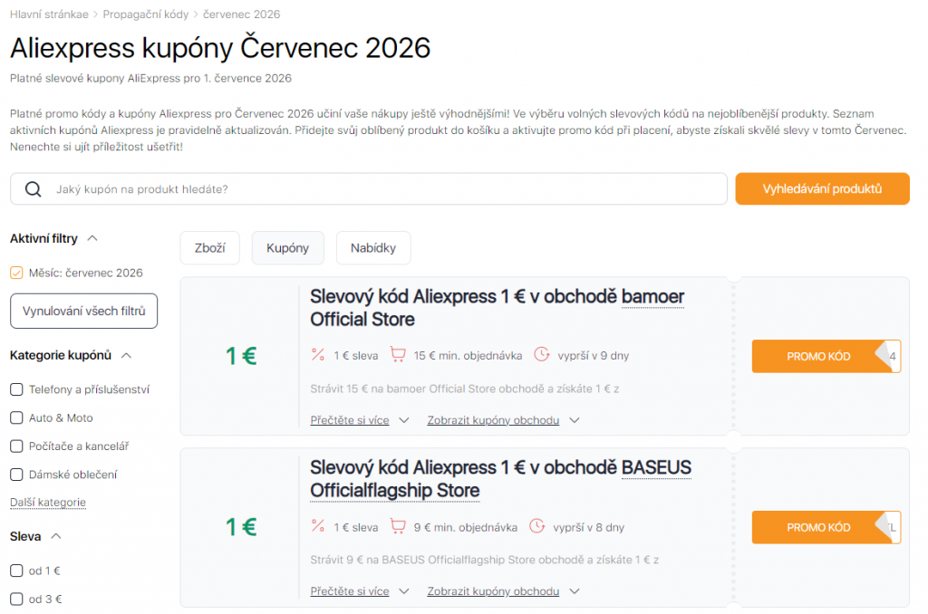 Aliexpress Promo Codes Červenec