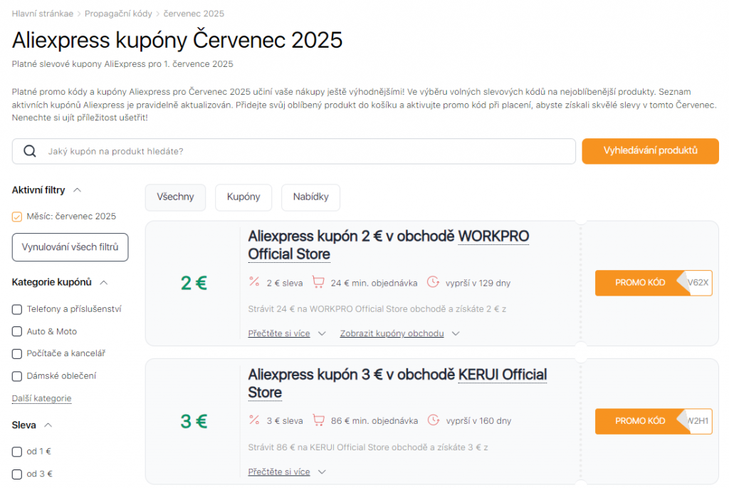 Aliexpress Promo Codes Červenec