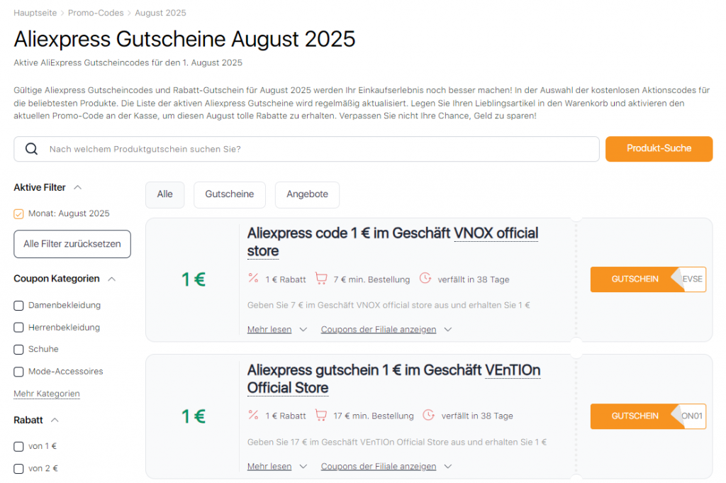Verkäufe auf Aliexpress August Prommo codes