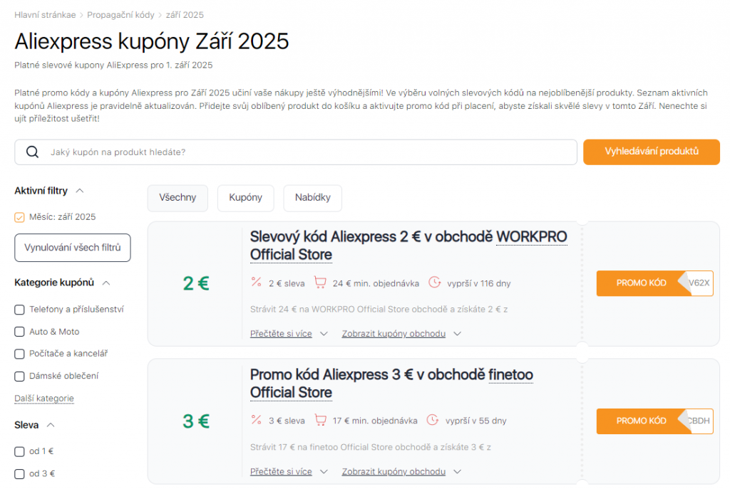 Výprodejích na Aliexpressu září kupóny
