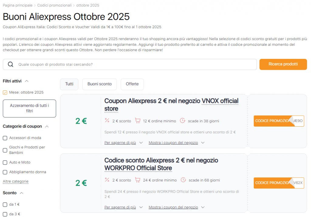 Vendite su Aliexpress Ottobre buoni