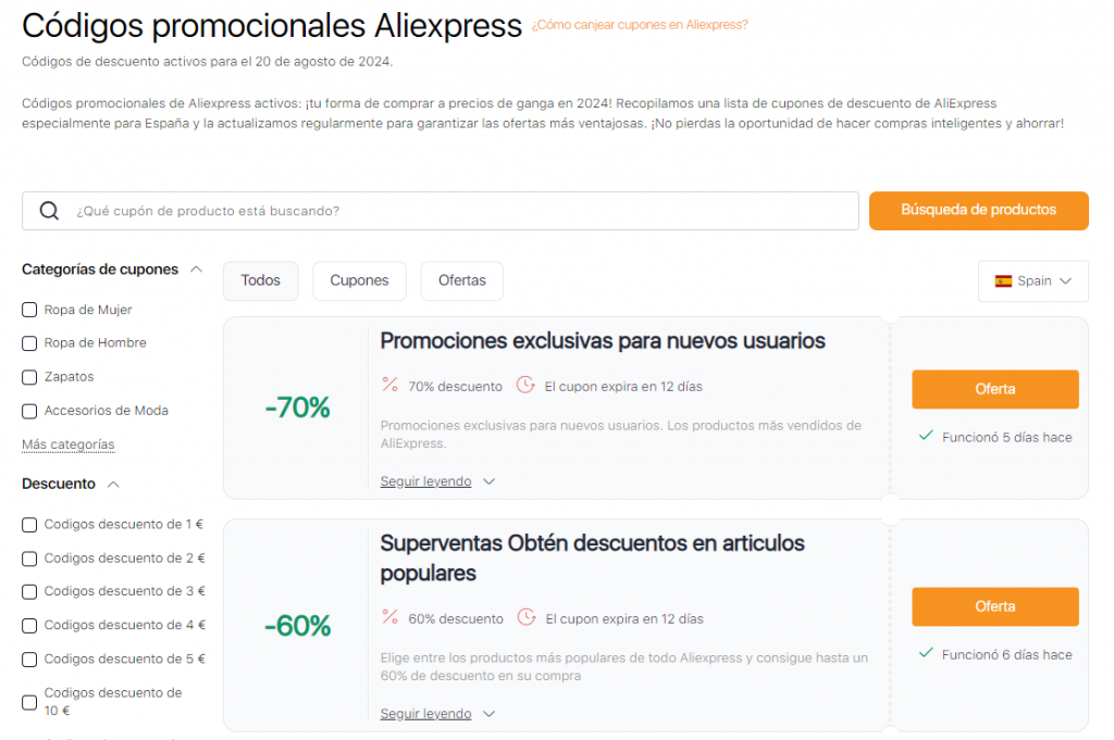 Cómo obtener código promocional Aliexpress 