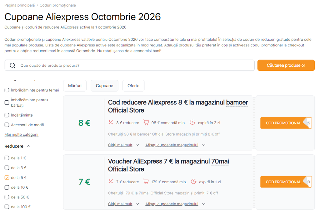 Reduceri pe AliExpress în octombrie – cupoane