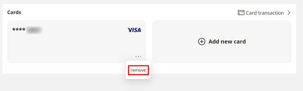 How to remove card from Aliexpress