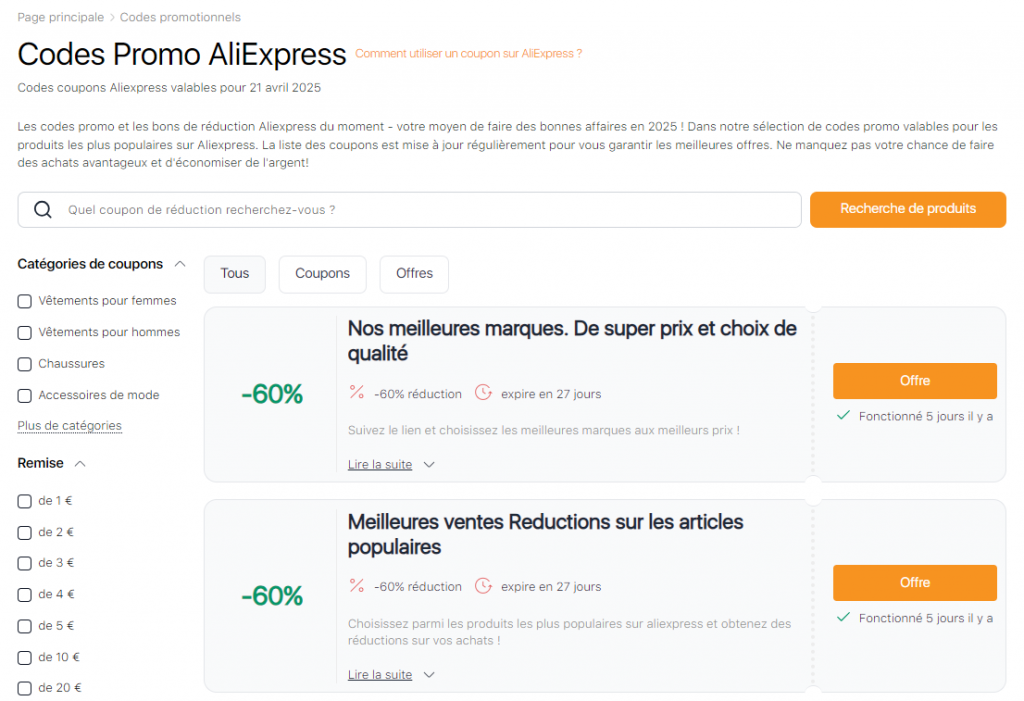 Ventes Aliexpress Mai