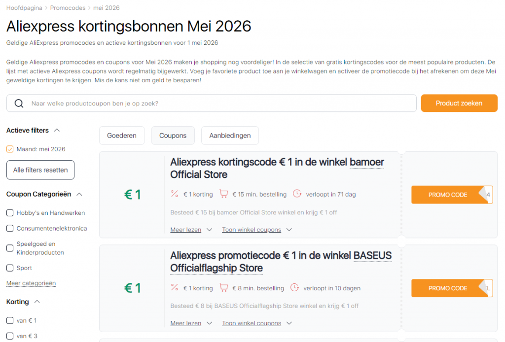 Verkoop op Aliexpress mei promotiecodes