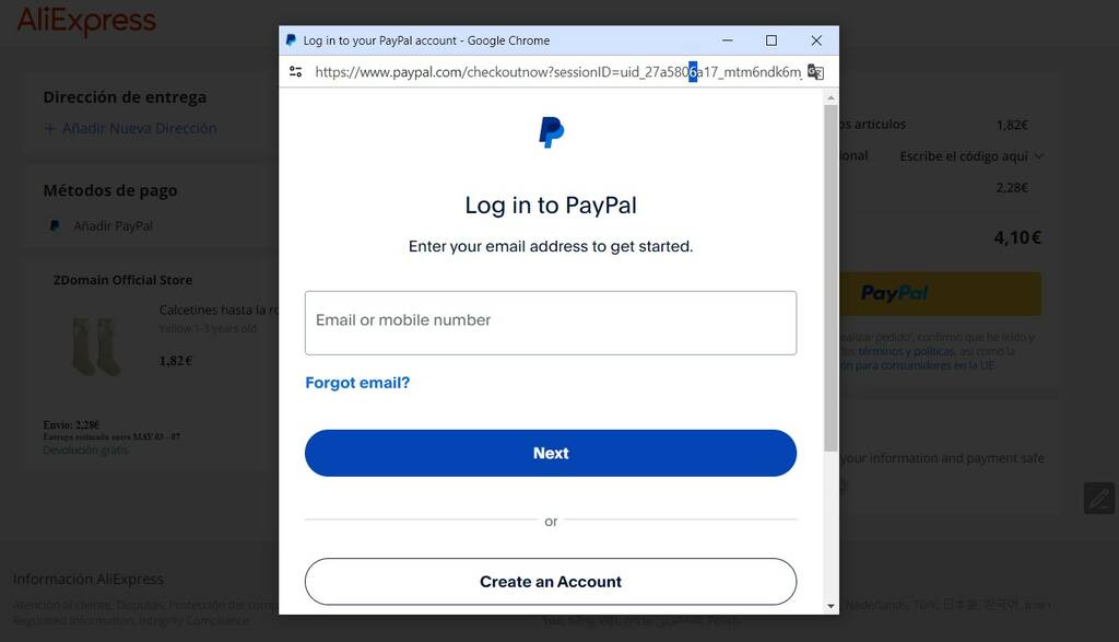 Formas de pago Aliexpress - PayPal
