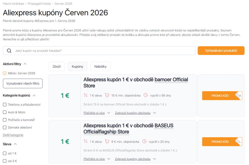 Výprodej na Aliexpress červen kupóny