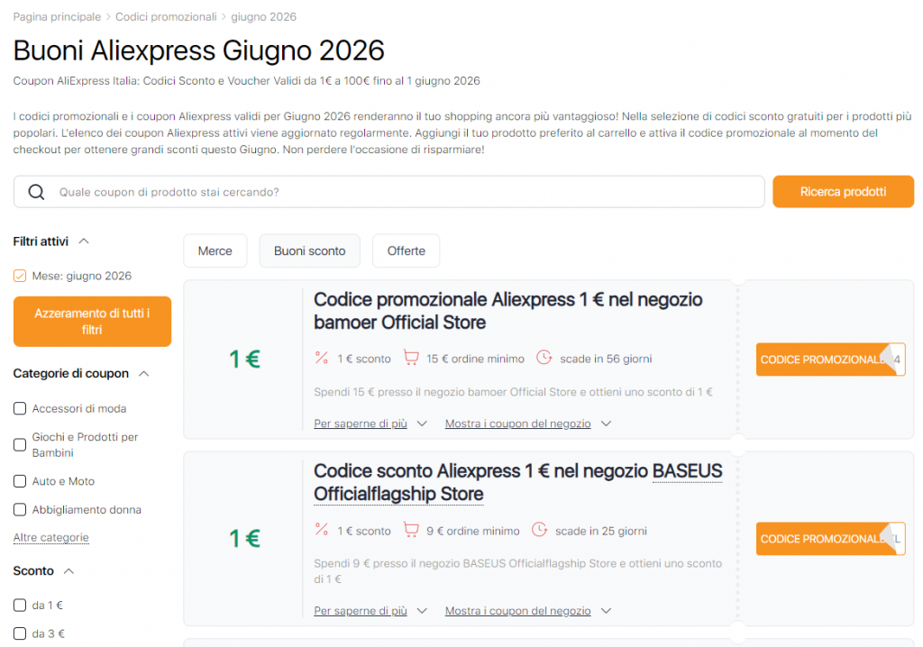 Vendita su Aliexpress giugno buoni sconto