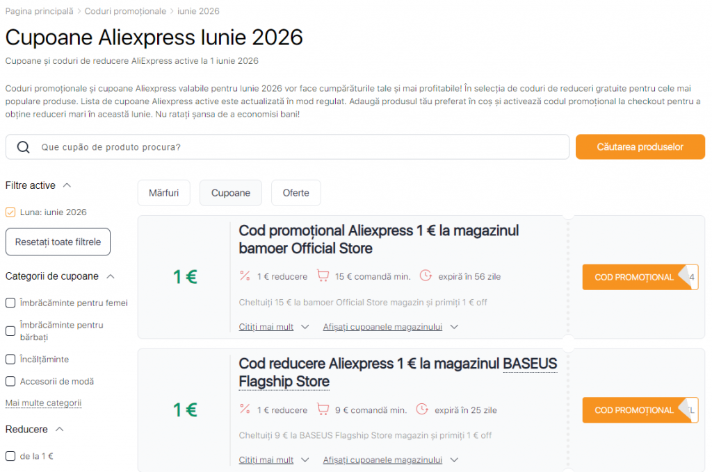 Vânzare pe Aliexpress iunie Cupoane de reducere