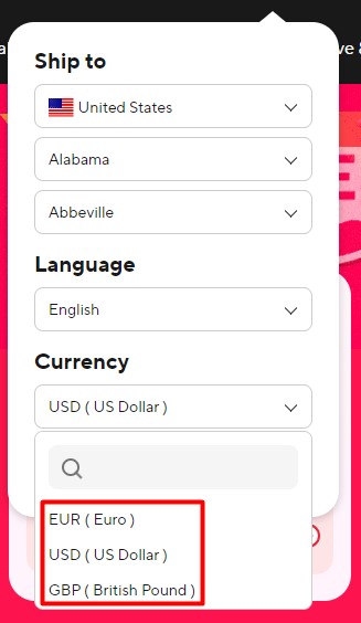 How to change currency on Aliexpress mobile app