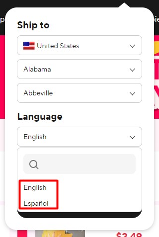 change language on AliExpress