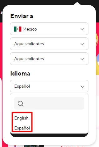 Cambiar el idioma en AliExpress