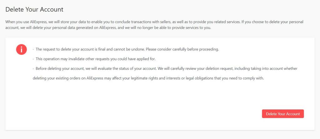 How to delete Aliexpress account