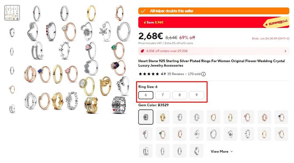 How to choose a ring size on Aliexpress