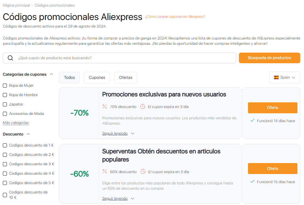 Cómo funcionan los cupones de Aliexpress