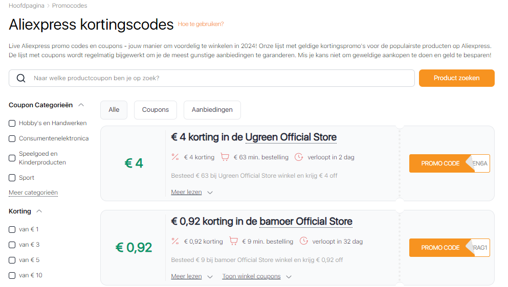 Hoe Aliexpress coupons werken