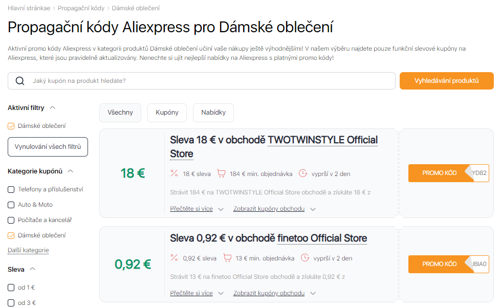 Jak fungují kupóny Aliexpress