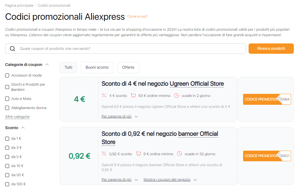 Come funzionano i coupon di Aliexpress