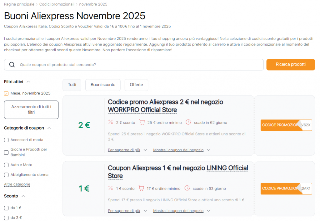 Vendite su Aliexpress Novembre Buoni sconto