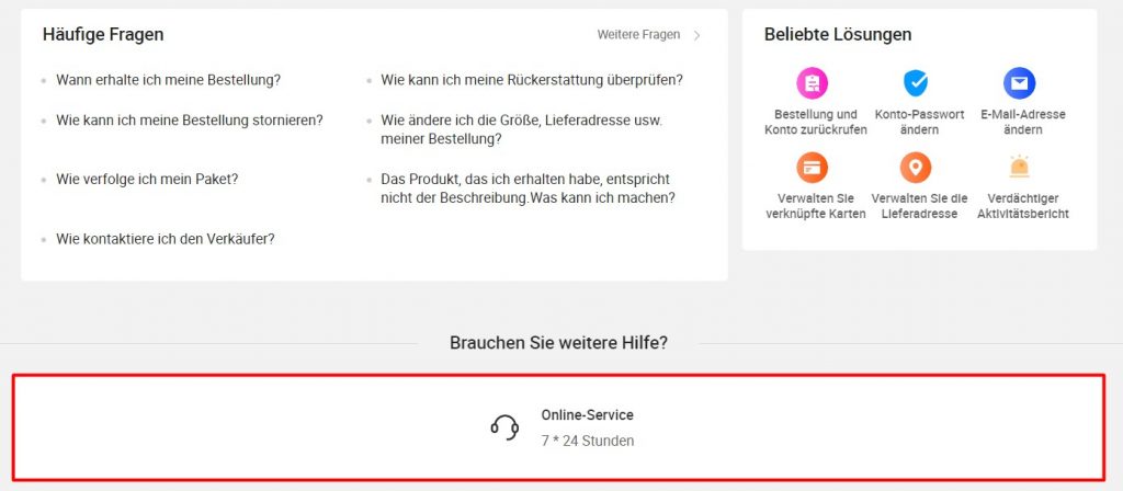 Wie kontaktiere ich den technischen Support von Aliexpress