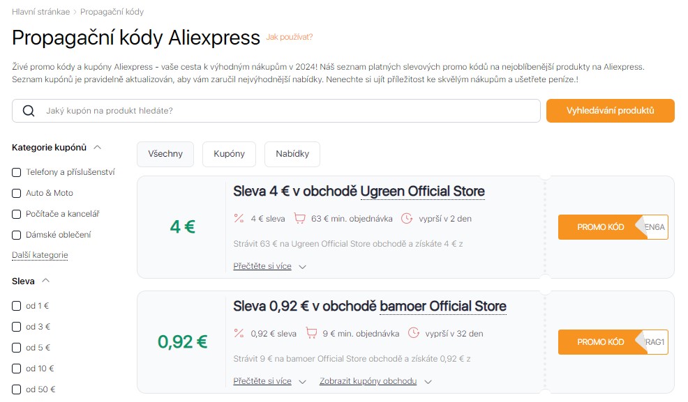 Jak fungují kupóny Aliexpress