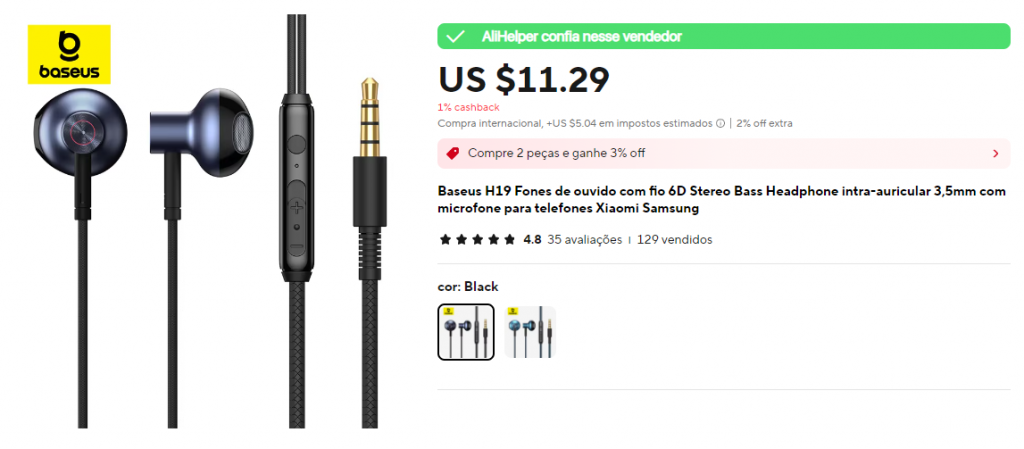 Baseus - melhores fones de ouvido no Aliexpress