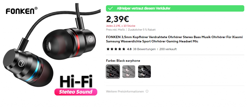 FONKEN - besten Kopfhörer auf Aliexpress