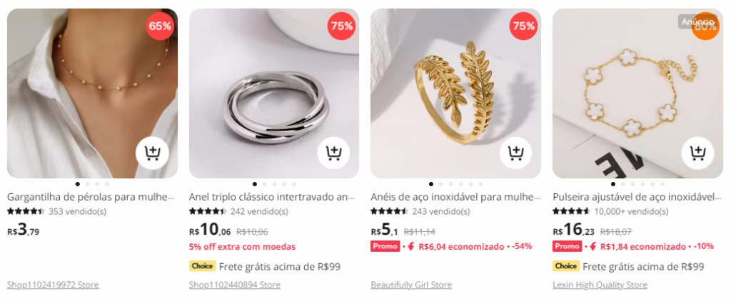 que pedir no Aliexpress - joias