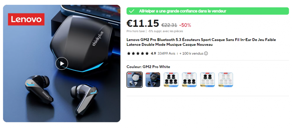 Lenovo - meilleurs écouteurs sur Aliexpress