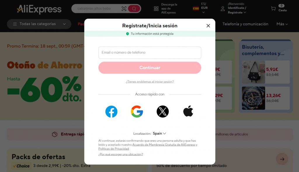 Cómo hacer un pedido en Aliexpress  - Registro